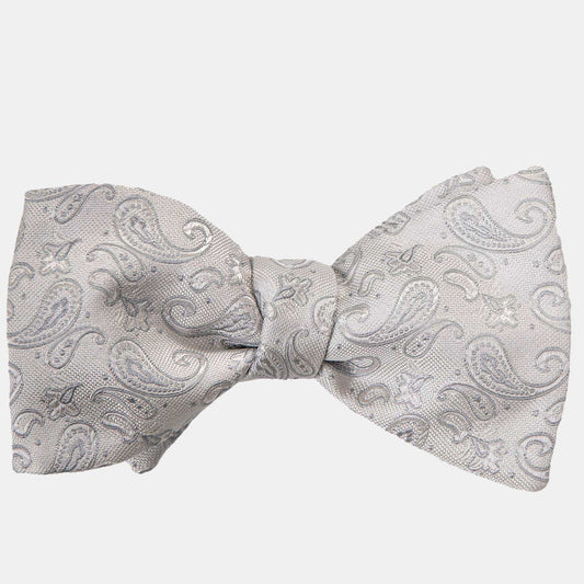 Leonardo - Silk Bow Tie - Silver - Solstik