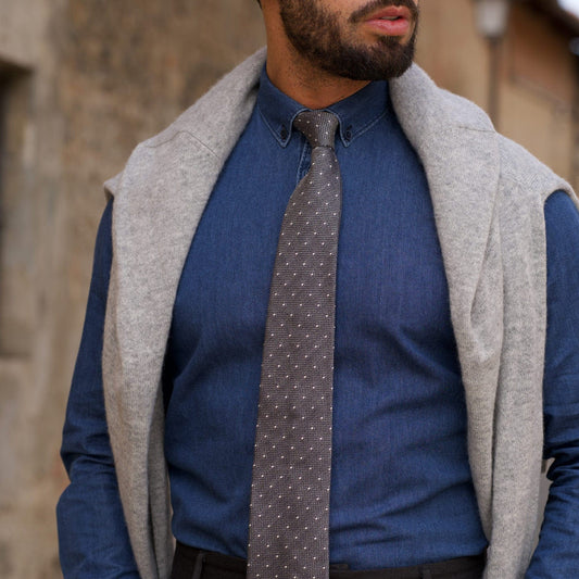 Mattei - Silk Grenadine Tie - Grey - Solstik