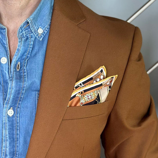 Like Clockwork - Silk Pocket Square - Beige - Solstik