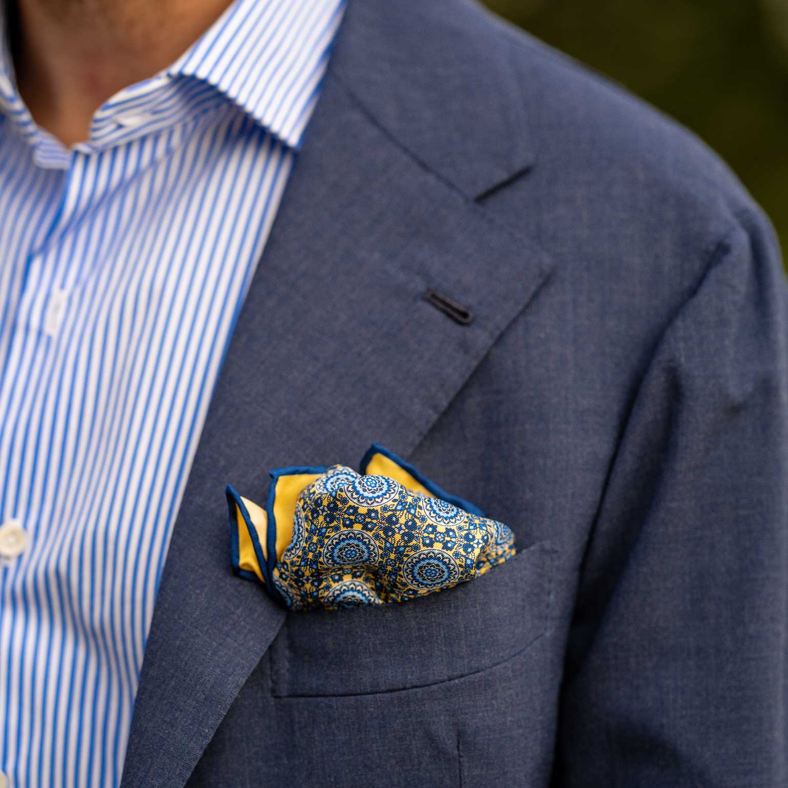 Fiastra - Silk Pocket Square - Yellow - Solstik