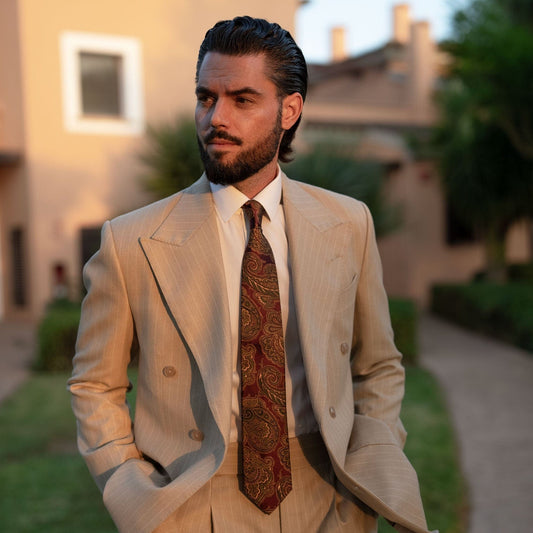 Cortina - Silk Jacquard Tie - Burgundy - Solstik