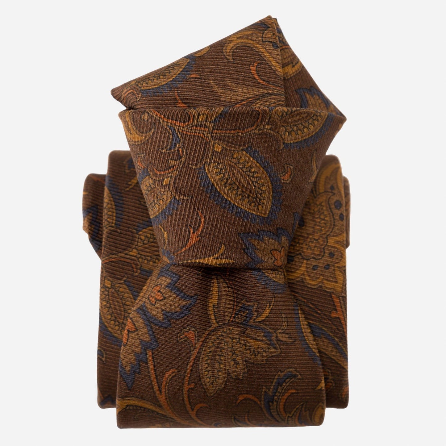 Borromeo - Printed Madder Silk Tie - Pecan Brown - Solstik