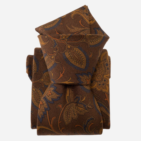 Borromeo - Printed Madder Silk Tie - Pecan Brown - Solstik