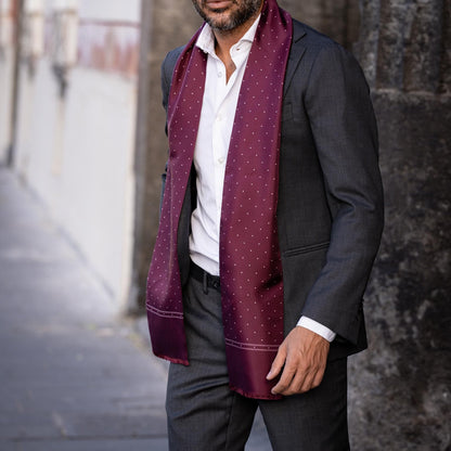 Savona - Slim Silk Scarf - Burgundy - Solstik