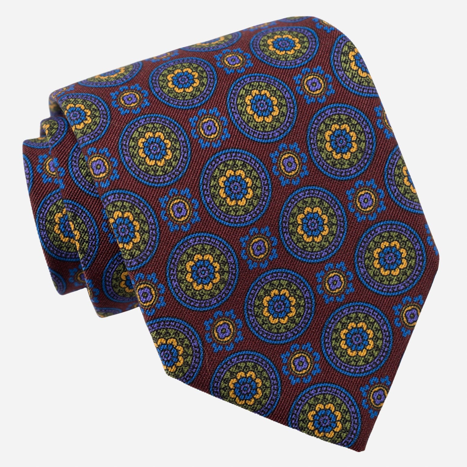 La Vigna - Printed Wool & Silk Tie - Burgundy - Solstik