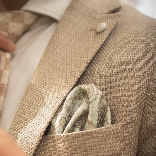 Pascal - Double Sided Silk Pocket Square - Sage Green - Solstik
