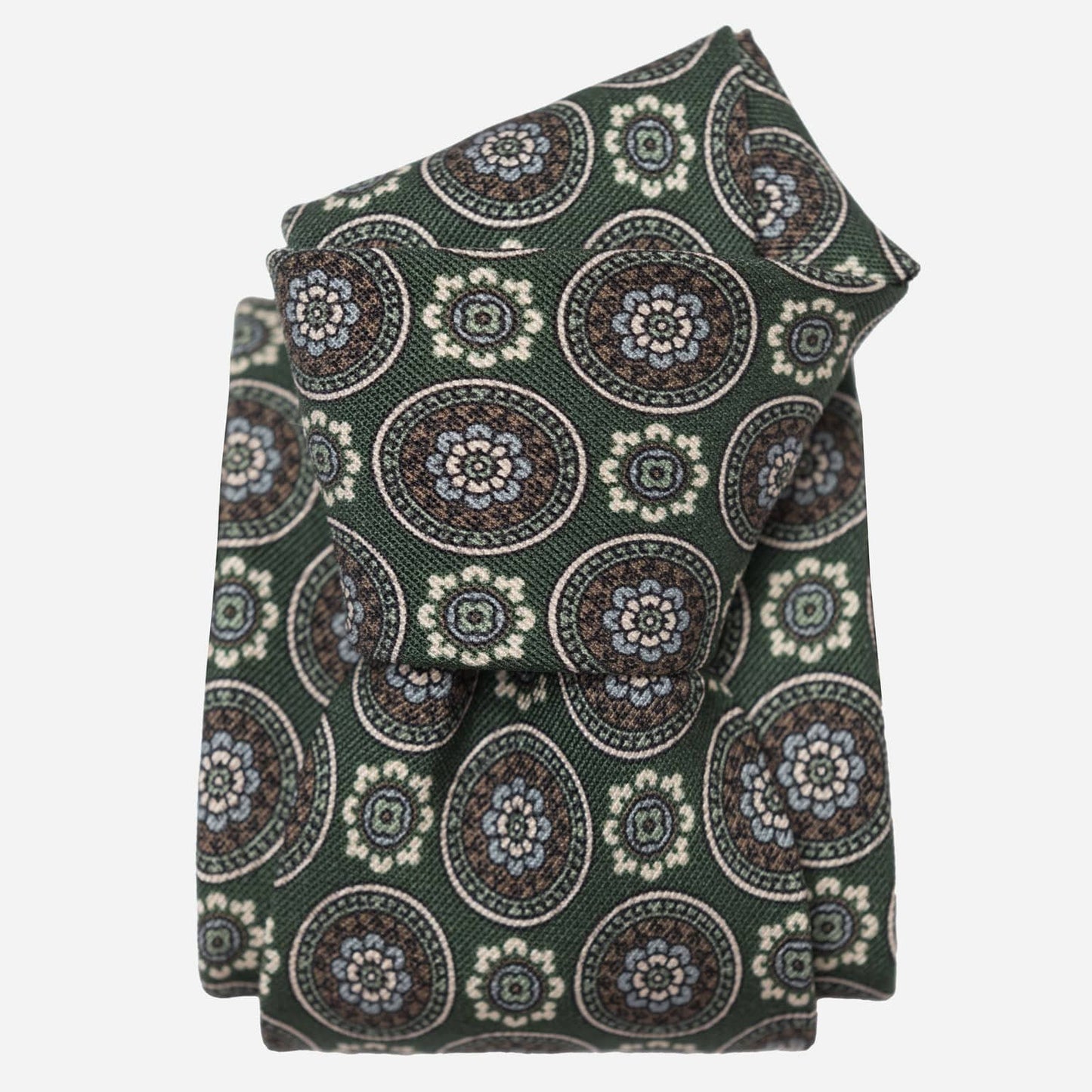 La Vigna - Printed Wool & Silk Tie - Green - Solstik