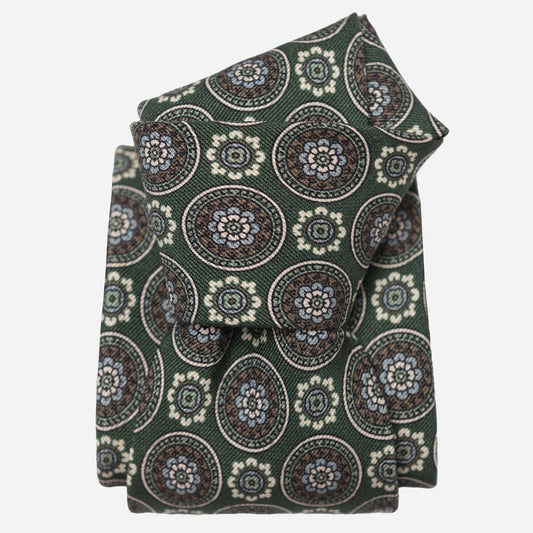 La Vigna - Printed Wool & Silk Tie - Green - Solstik