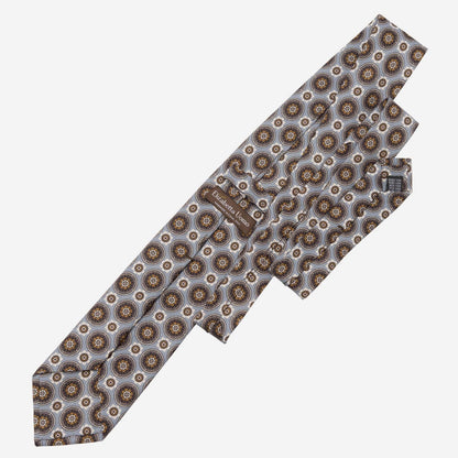 La Vigna - Printed Wool & Silk Tie - Grey - Solstik