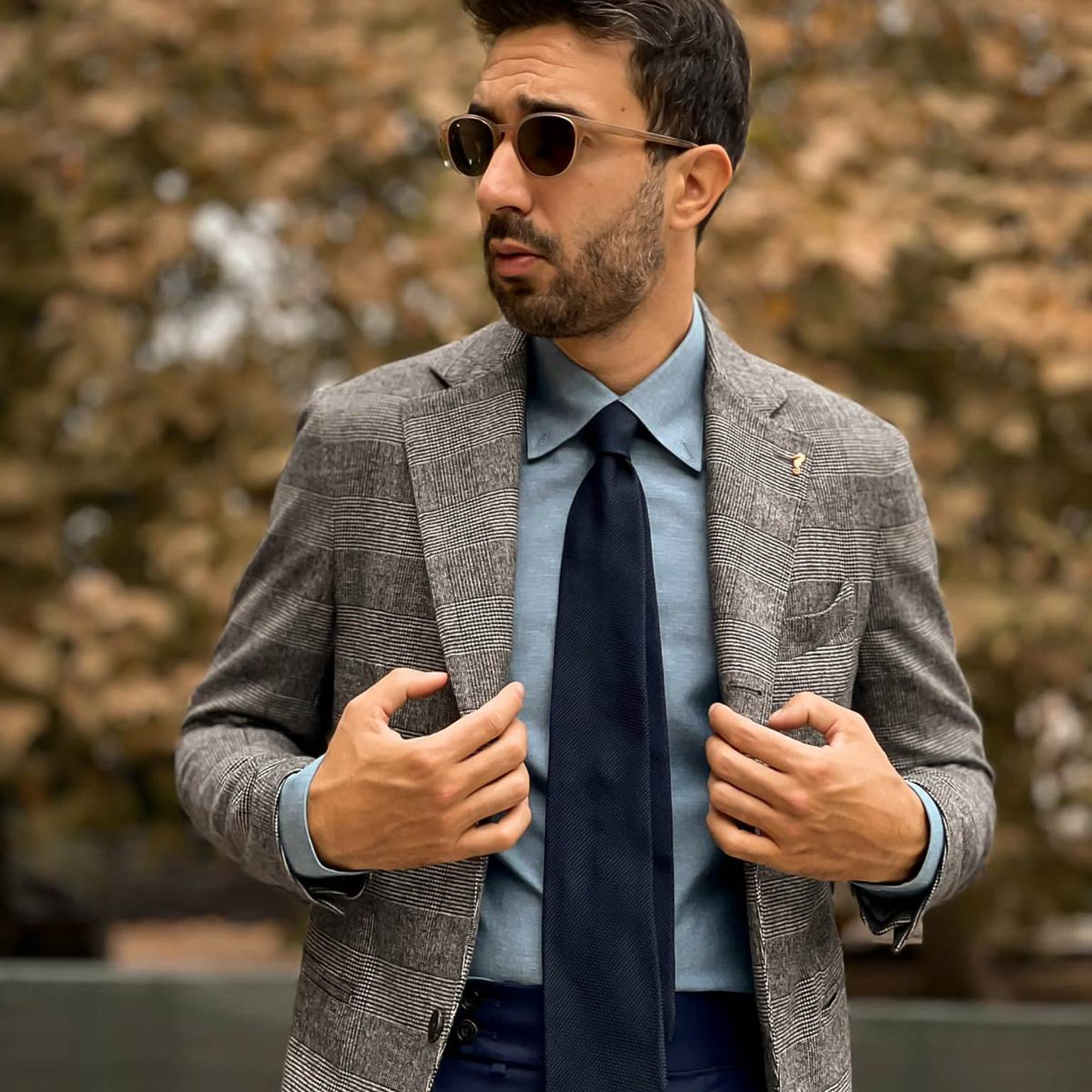 Cavour - Dark Navy Silk Grenadine Tie - Solstik