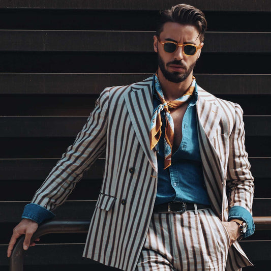 Carrara - Silk Neckerchief - Navy & Mustard - Solstik