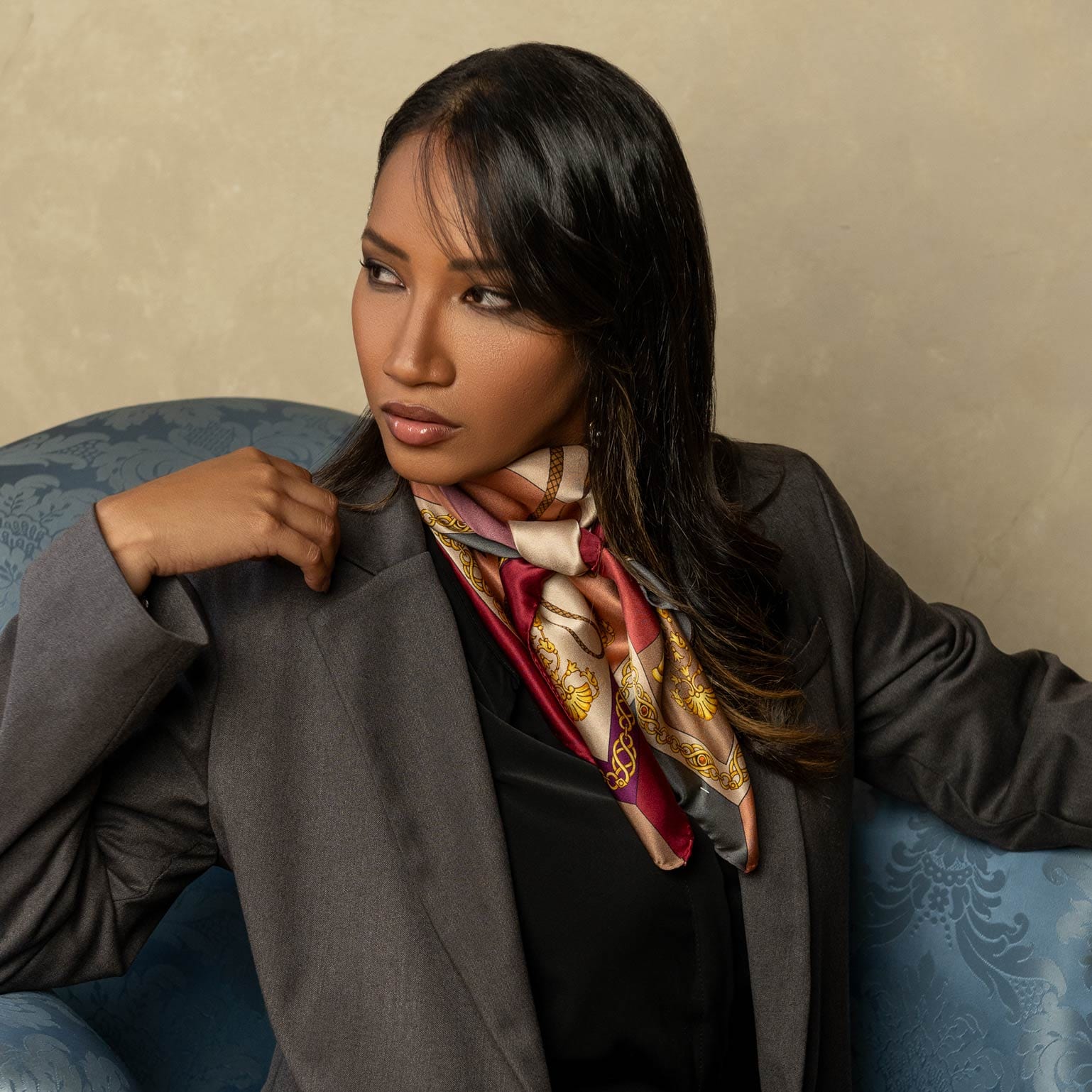 Gabriella - Silk Foulard - Rosewood - Solstik