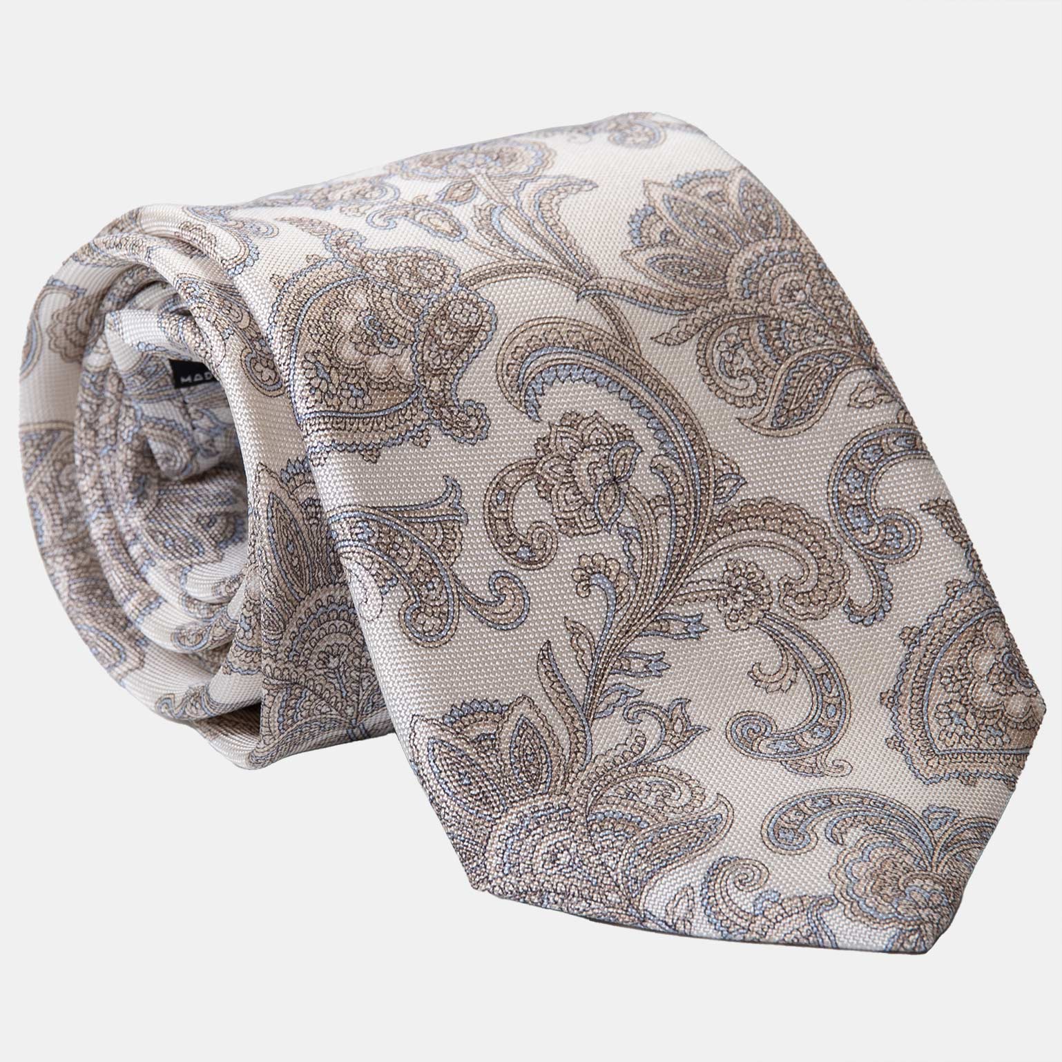Novara - Printed Silk Tie - Ivory - Solstik