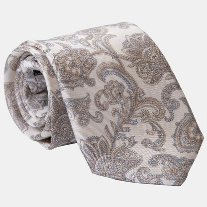 Novara - Printed Silk Tie - Ivory - Solstik