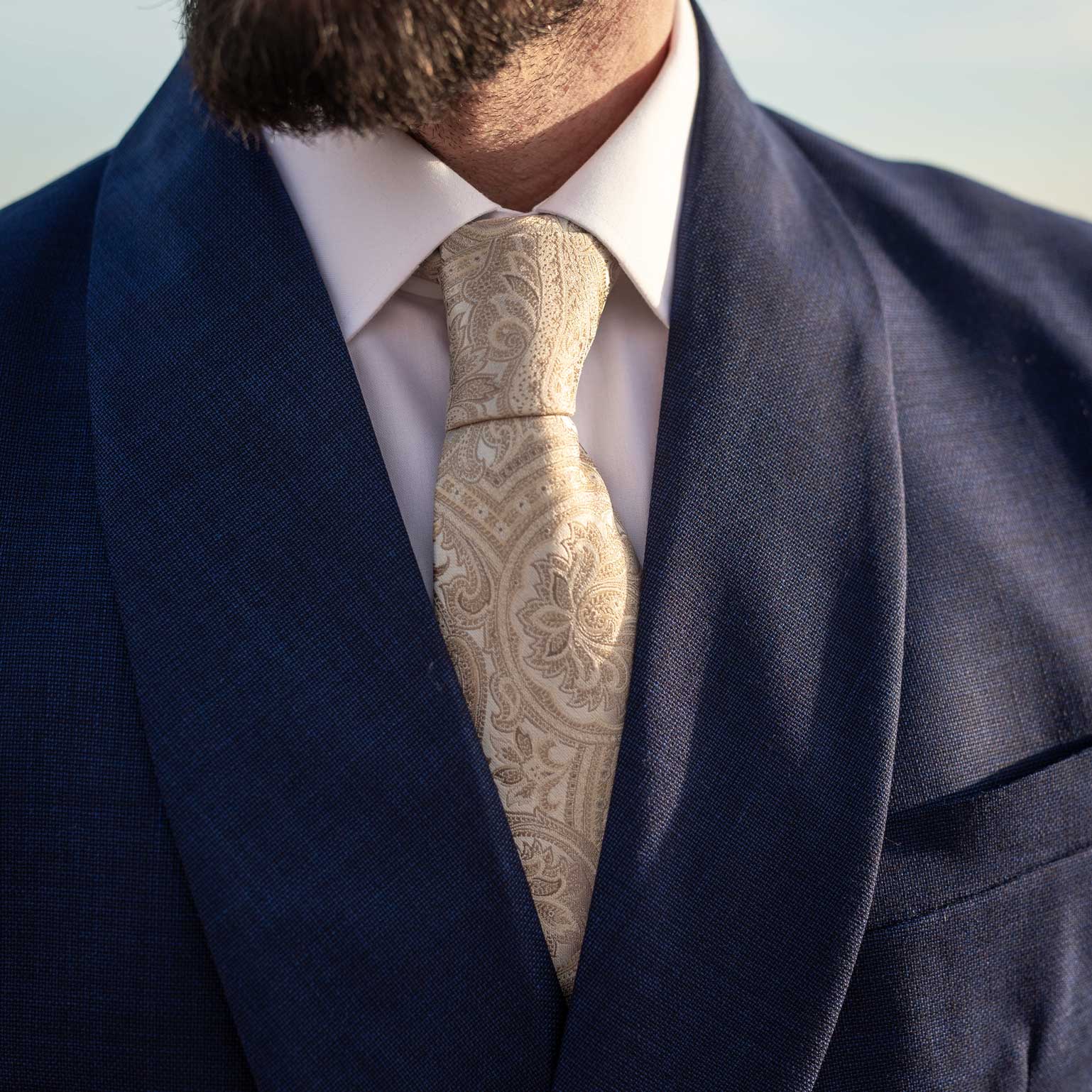 Montecarlo - Silk Jacquard Tie - Champagne - Solstik