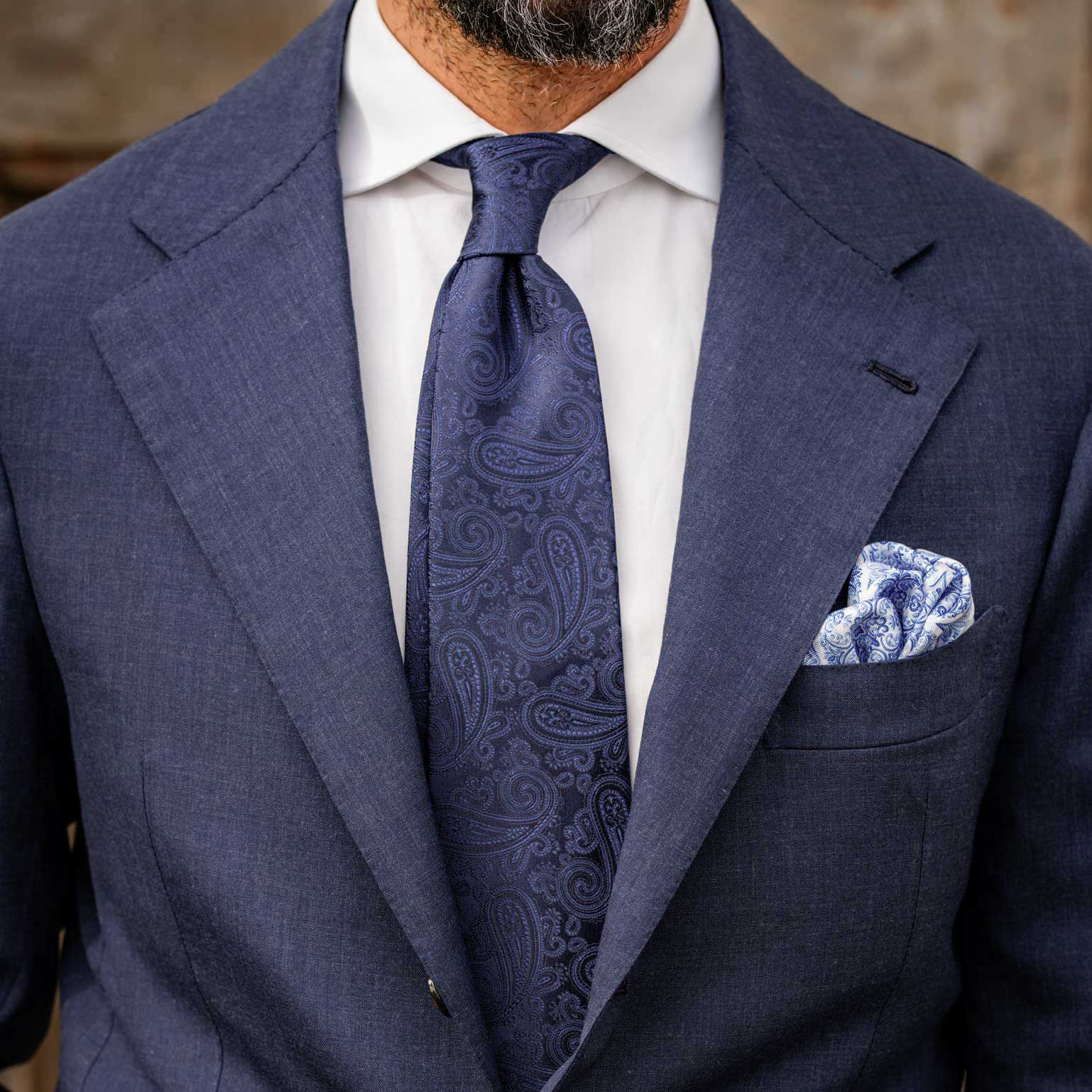 Soave - Silk Jacquard Tie - Midnight Blue - Solstik