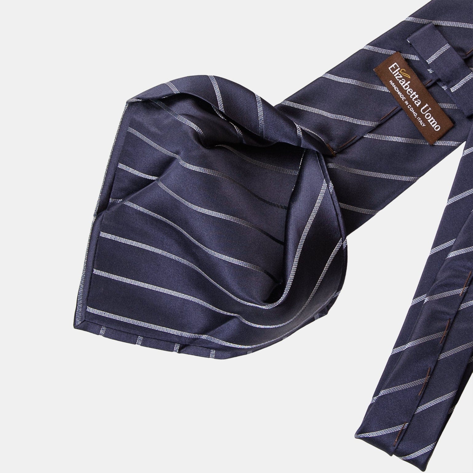 Esino - Silk Jacquard Tie - Midnight Blue and Silver - Solstik
