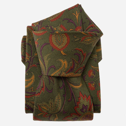 Borromeo - Printed Madder Silk Tie - Olive - Solstik
