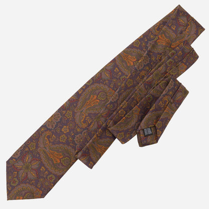 Trevi - Printed Madder Silk Tie - Plum - Solstik
