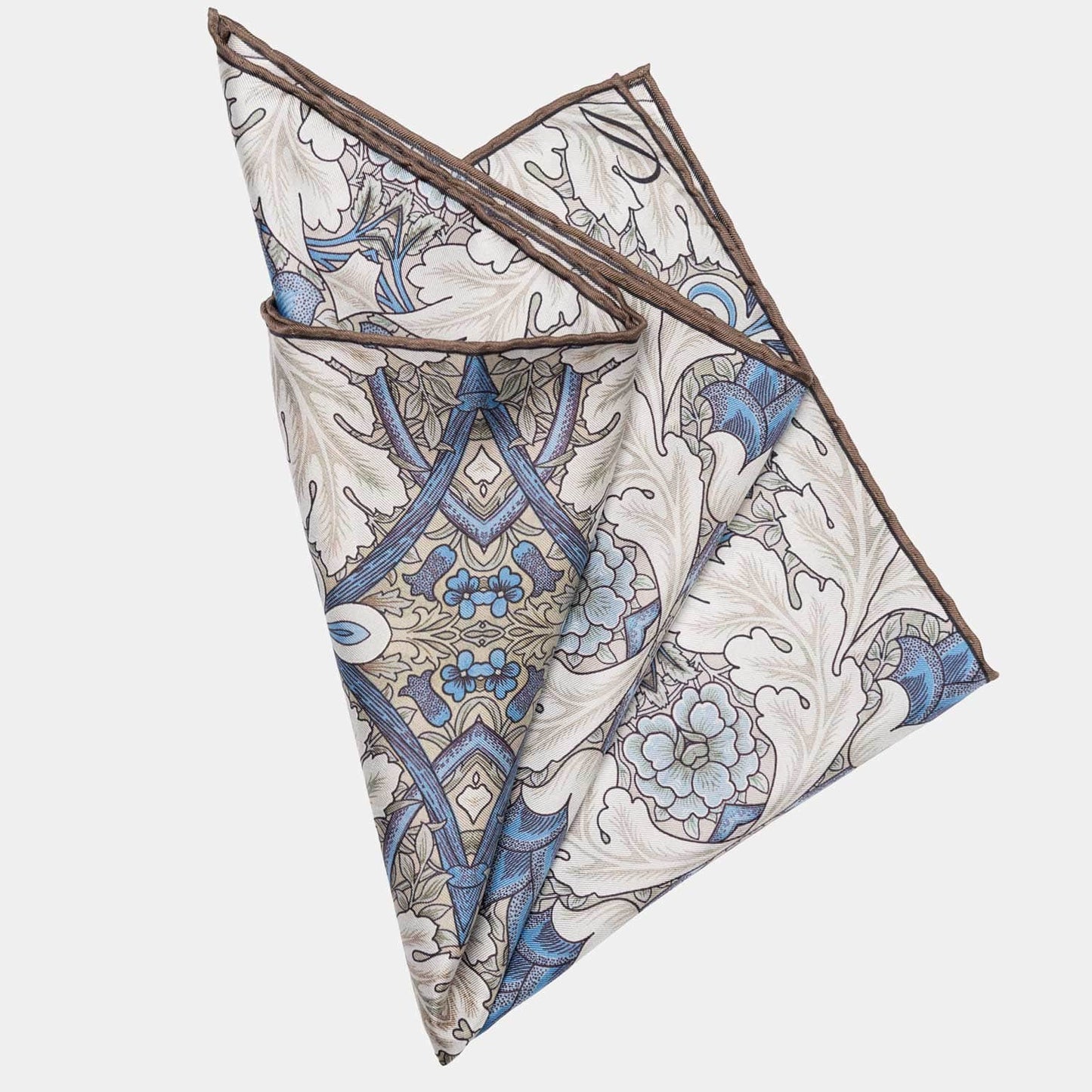 Londra - Silk Pocket Square - Blue and Tan - Solstik