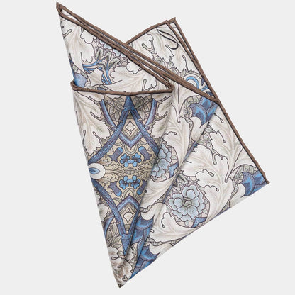 Londra - Silk Pocket Square - Blue and Tan - Solstik