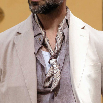 Verona - Silk Neckerchief - White & Sand - Solstik