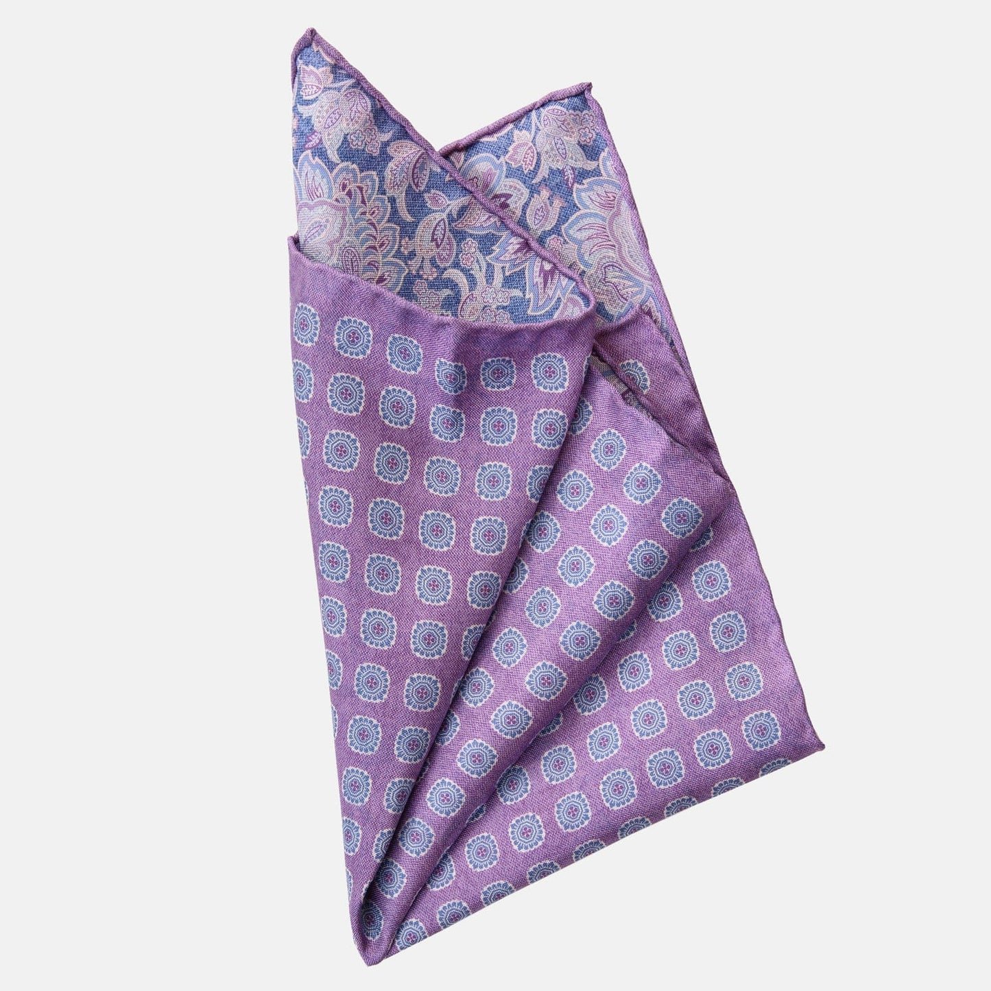 Assisi - Double Sided Silk Pocket Square - Lavender - Solstik