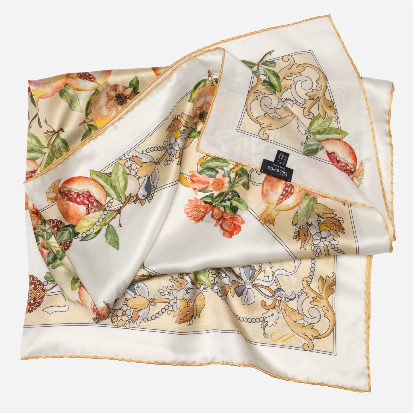 Melograno - Silk Foulard - White Gold - Solstik