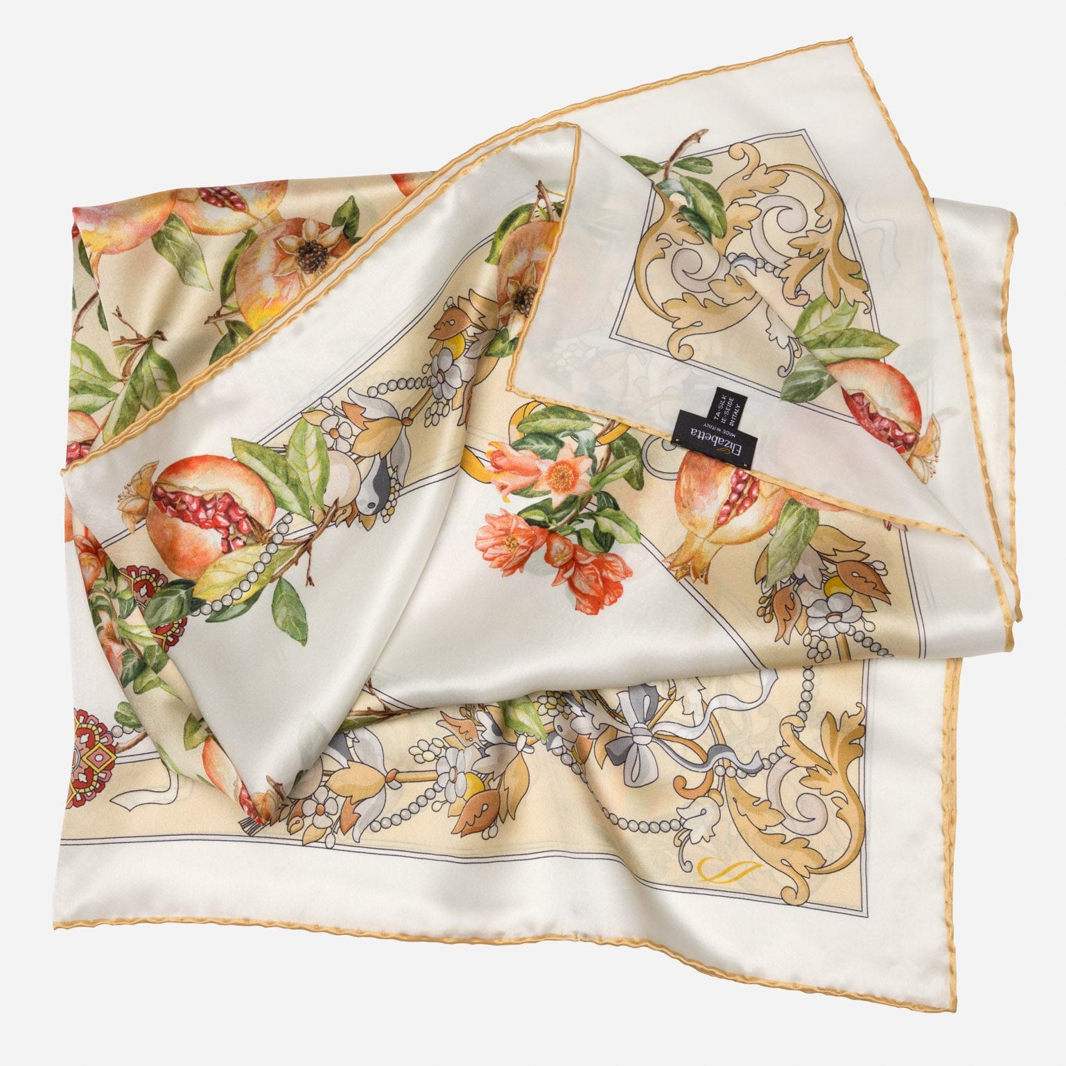 Melograno - Silk Foulard - White Gold - Solstik
