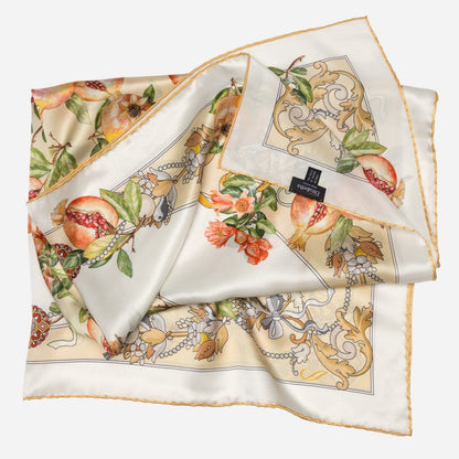 Melograno - Silk Foulard - White Gold - Solstik