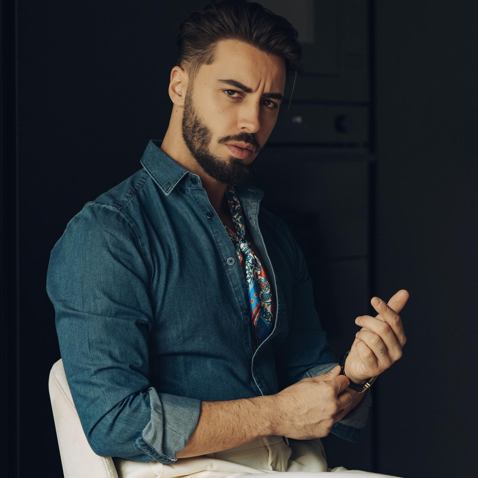 Barbaresco - Silk Neckerchief - Blue and Red - Solstik
