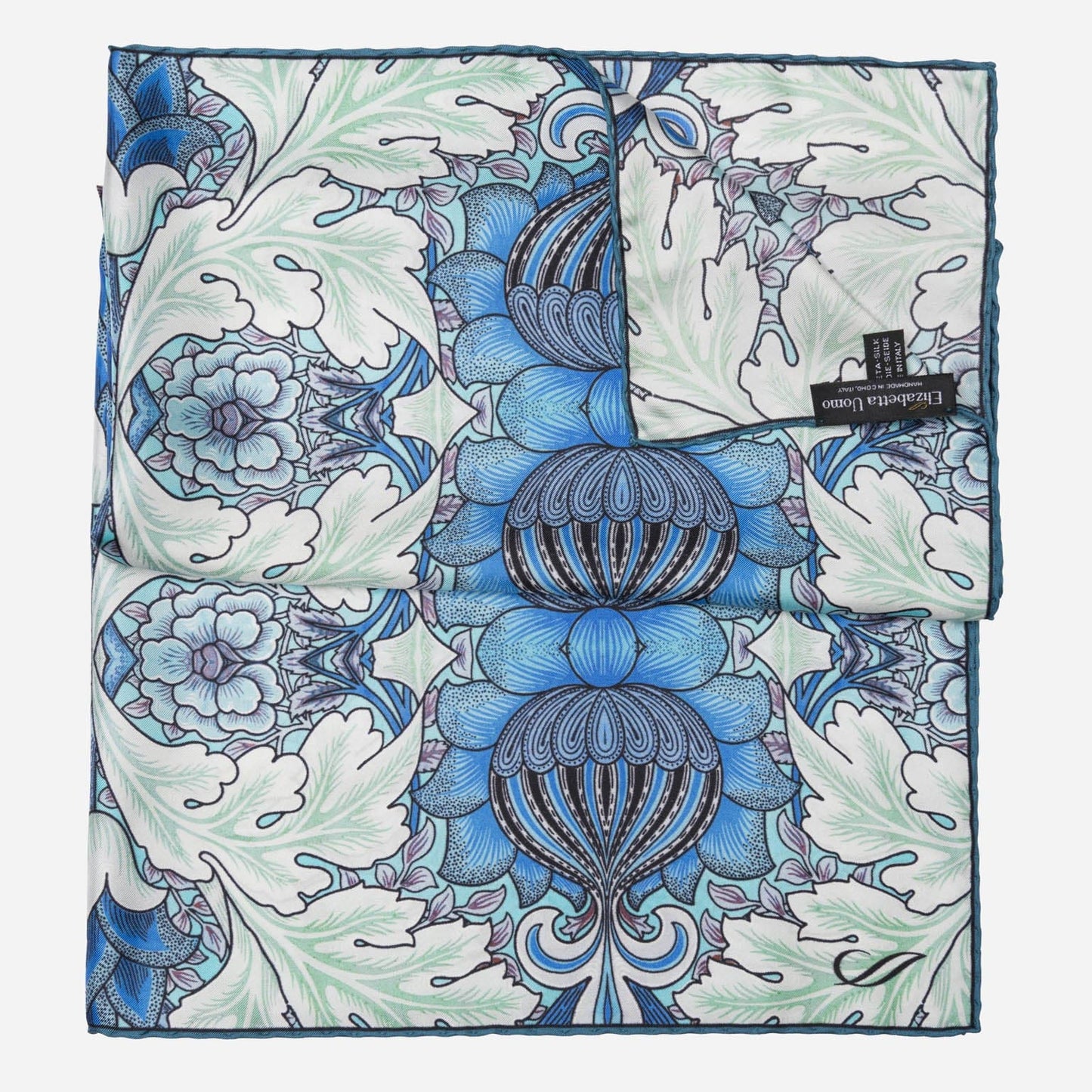 Londra - Silk Pocket Square - Blue and Mint - Solstik