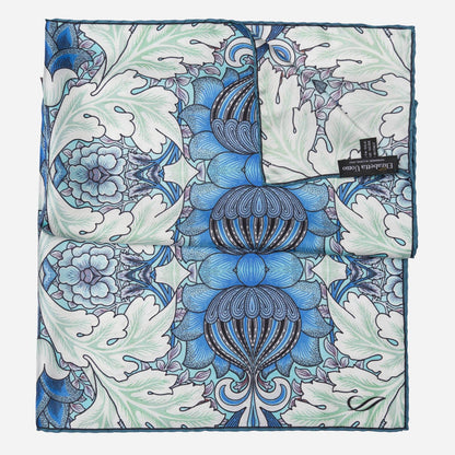 Londra - Silk Pocket Square - Blue and Mint - Solstik