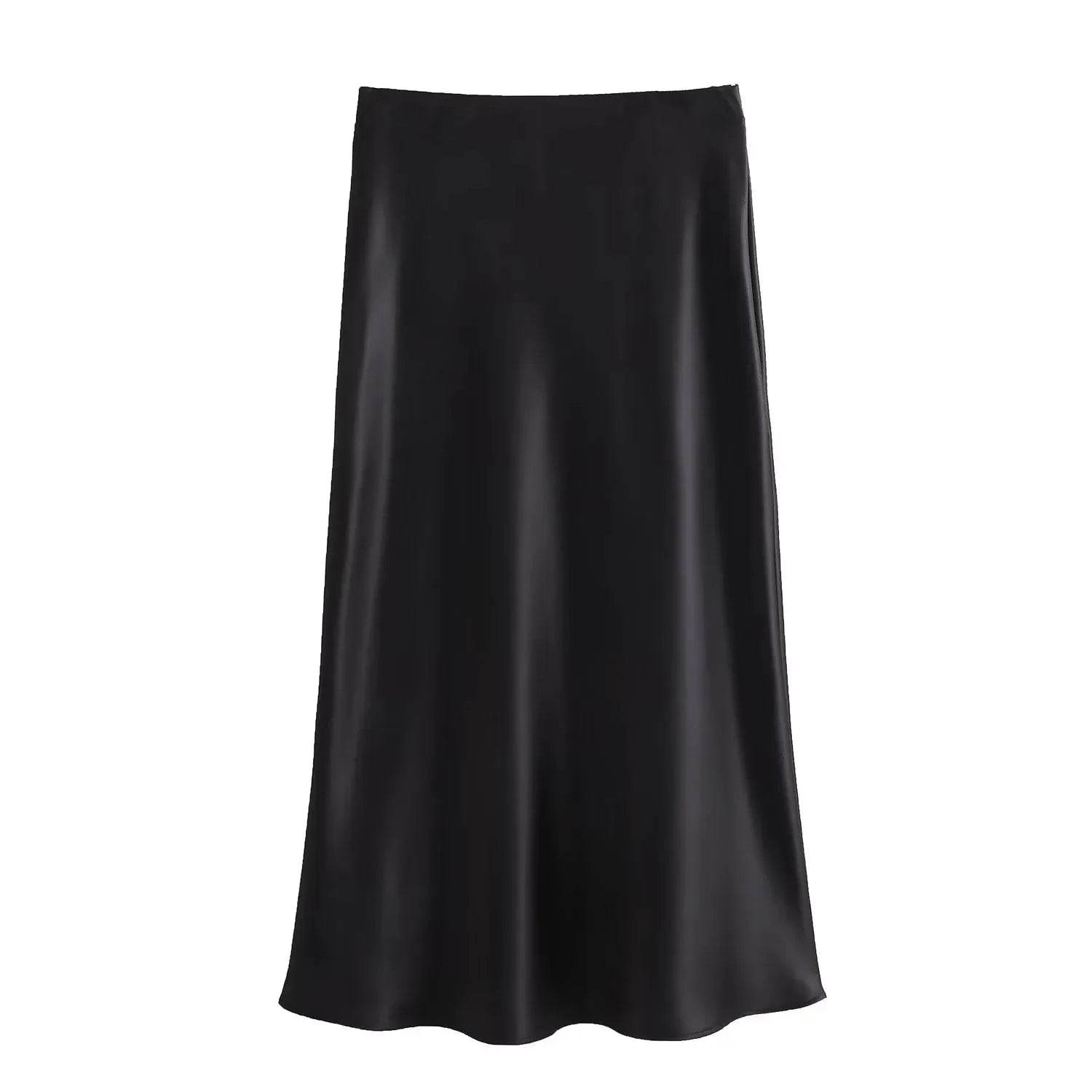 Ladies' Satin Midi Skirt - Solstik