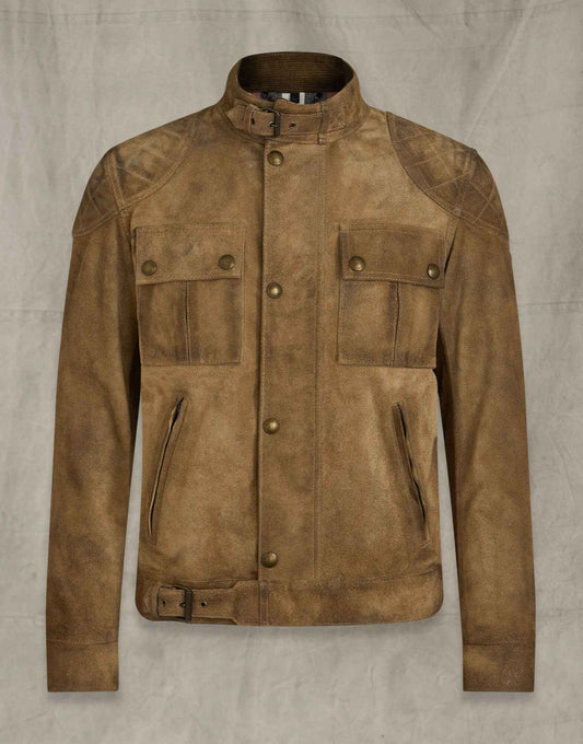 Handmade Brookstones Suede Leather Jacket for Men