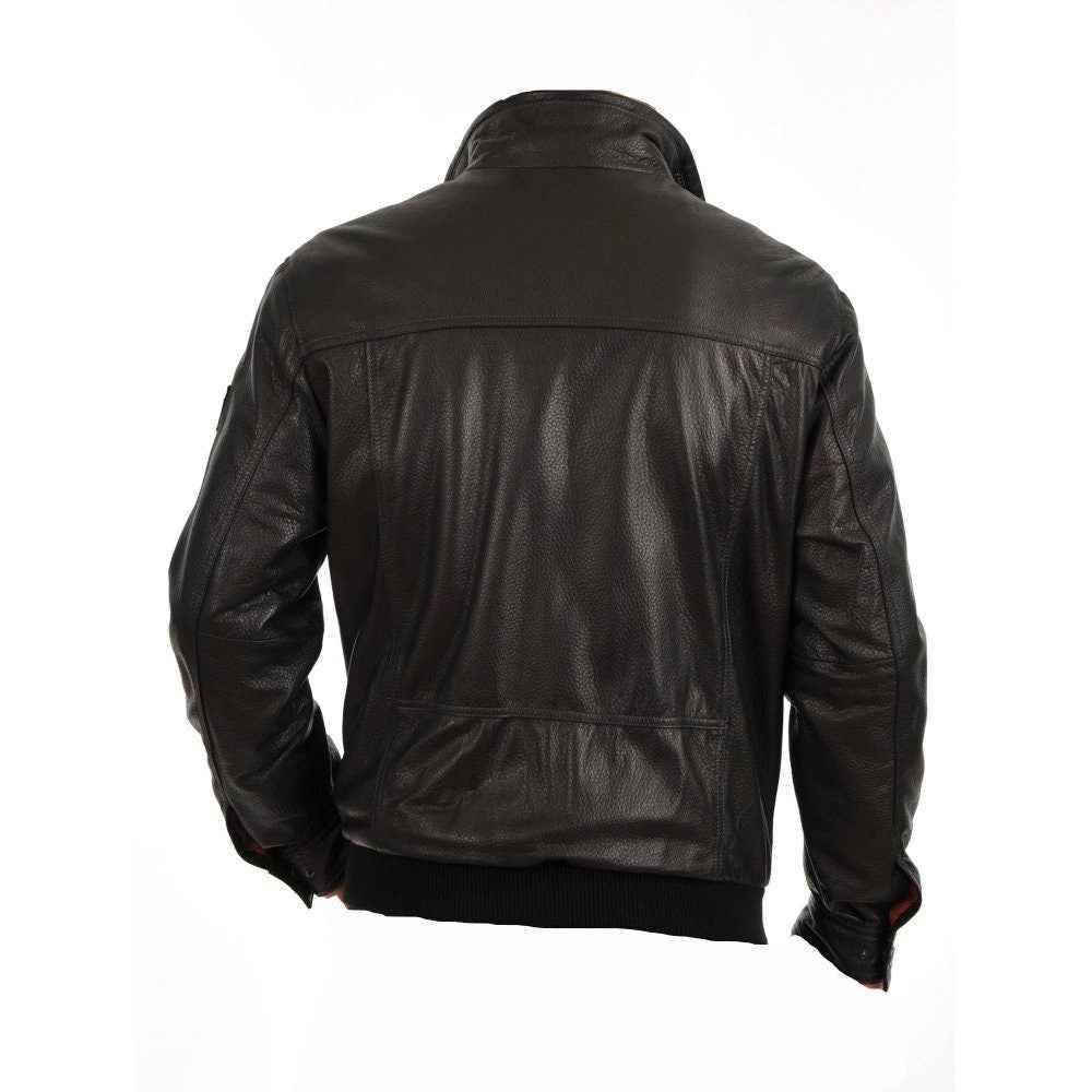 Handmade Black Leather Jacket With Collars