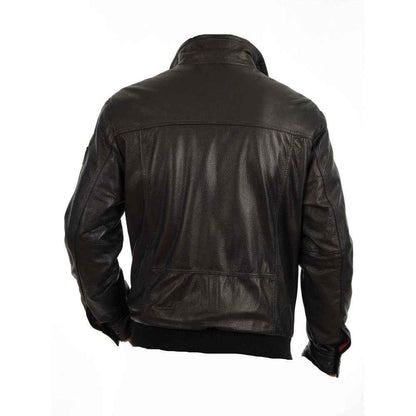 Handmade Black Leather Jacket With Collars