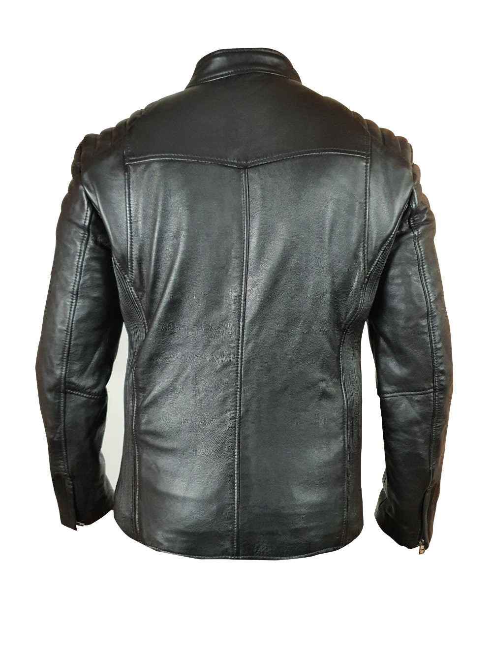 Handmade Cleve's Leather Jacket With Stretch Panel