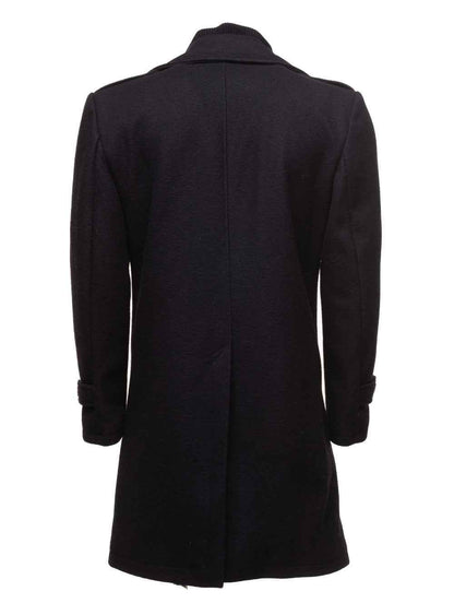 Handmade Black Wool 3/4 Length Trench Coat