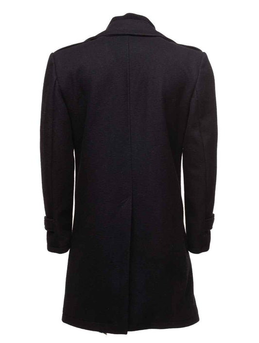 Handmade Black Wool 3/4 Length Trench Coat