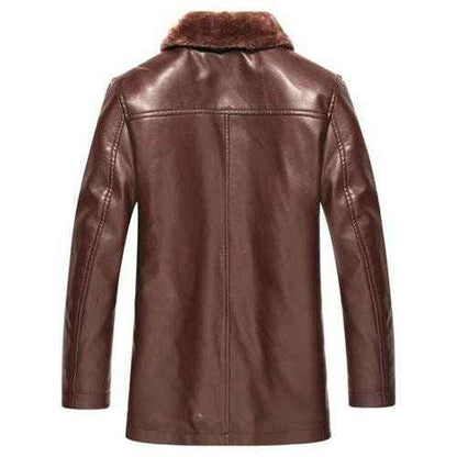 Handmade Kingston's Brown Leather Jacket With Faux Fur