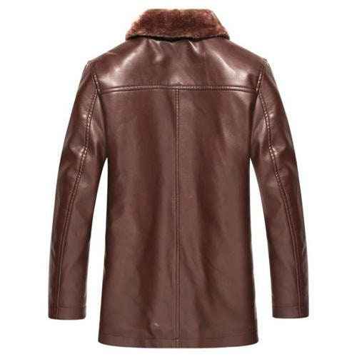 Handmade Kingston's Brown Leather Jacket With Faux Fur