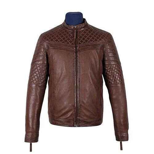 Handmade Men's Tawton Medium Brown Leather Jacket