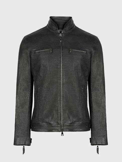 Handmade Textured Stretch Racer Leather Jacket