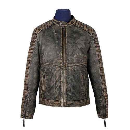 Handmade  Men's Prato Black Leather Jacket