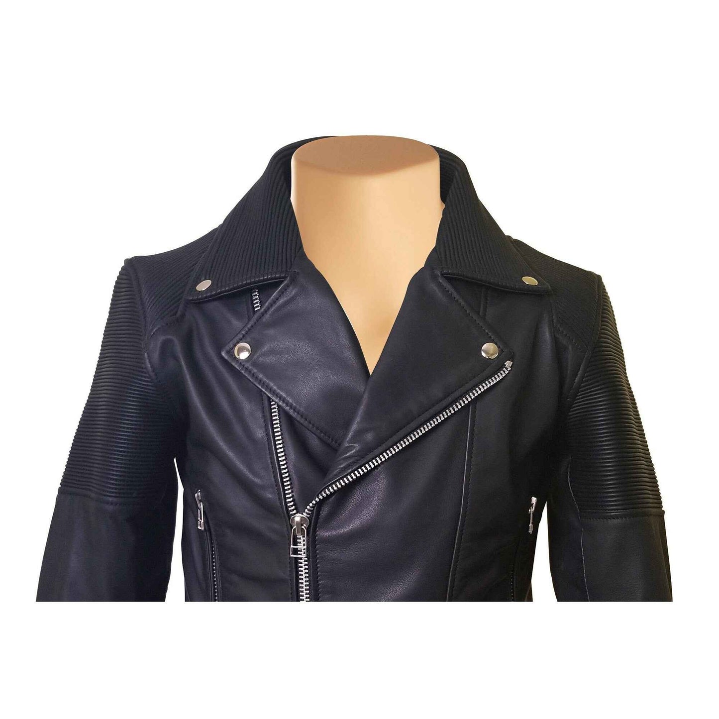 Handmade Brett's Biker Style Leather Jacket With Stretchy Leather