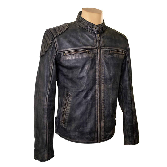 Handmade Hendrix's Distressed Leather Jacket With Collar Belt