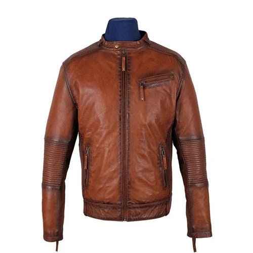 Handmade Men's Ruda Burnished Leather Jacket