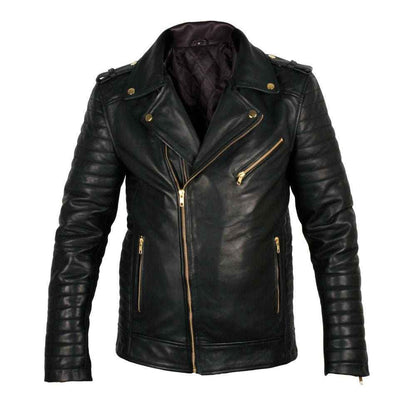 Handmade Quilted Biker Leather Jacket