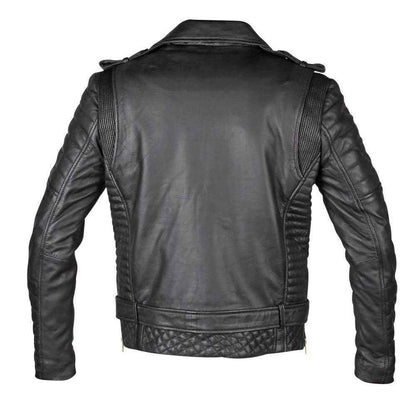 Handmade Mercado's Quilted Biker Leather Jacket With Waist Belt
